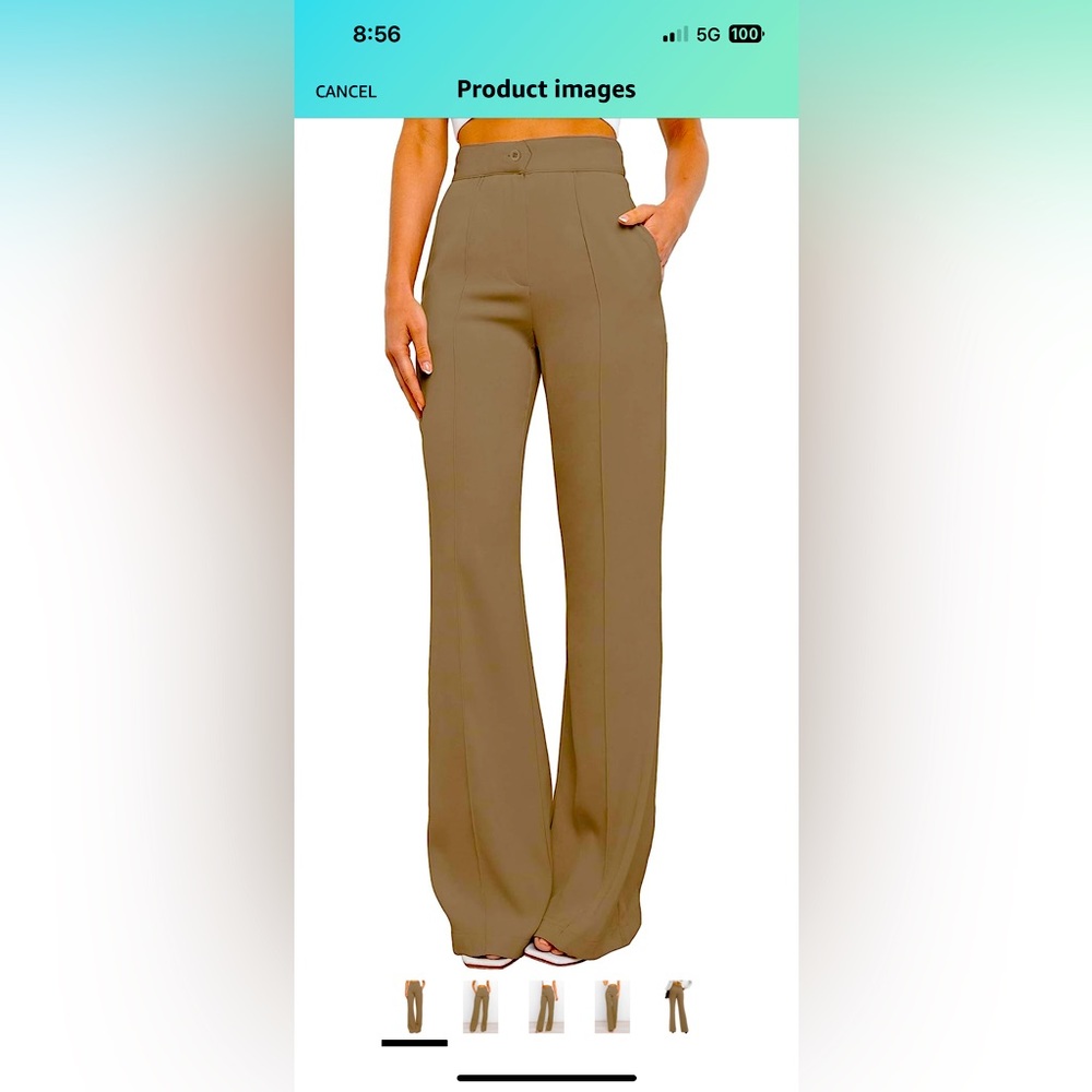 NWT silky/stretchy high waisted flare leg camel pants